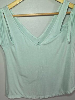 AEO Soft & Sexy Women’s Small Mint Cold Shoulder V Neck Top